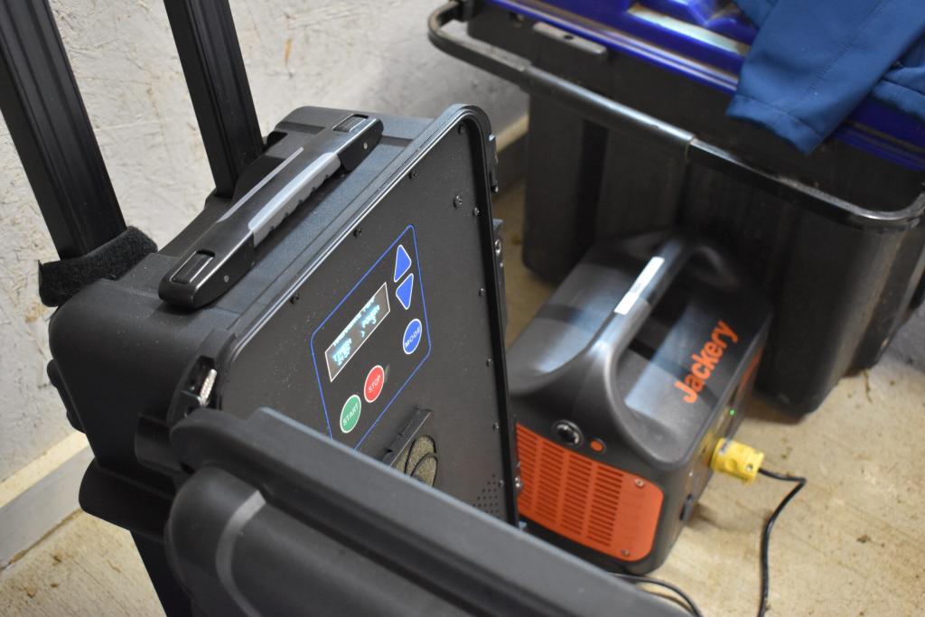 A MagnaWavePEMF machine Julian hooked up to a Jackery Power Generator