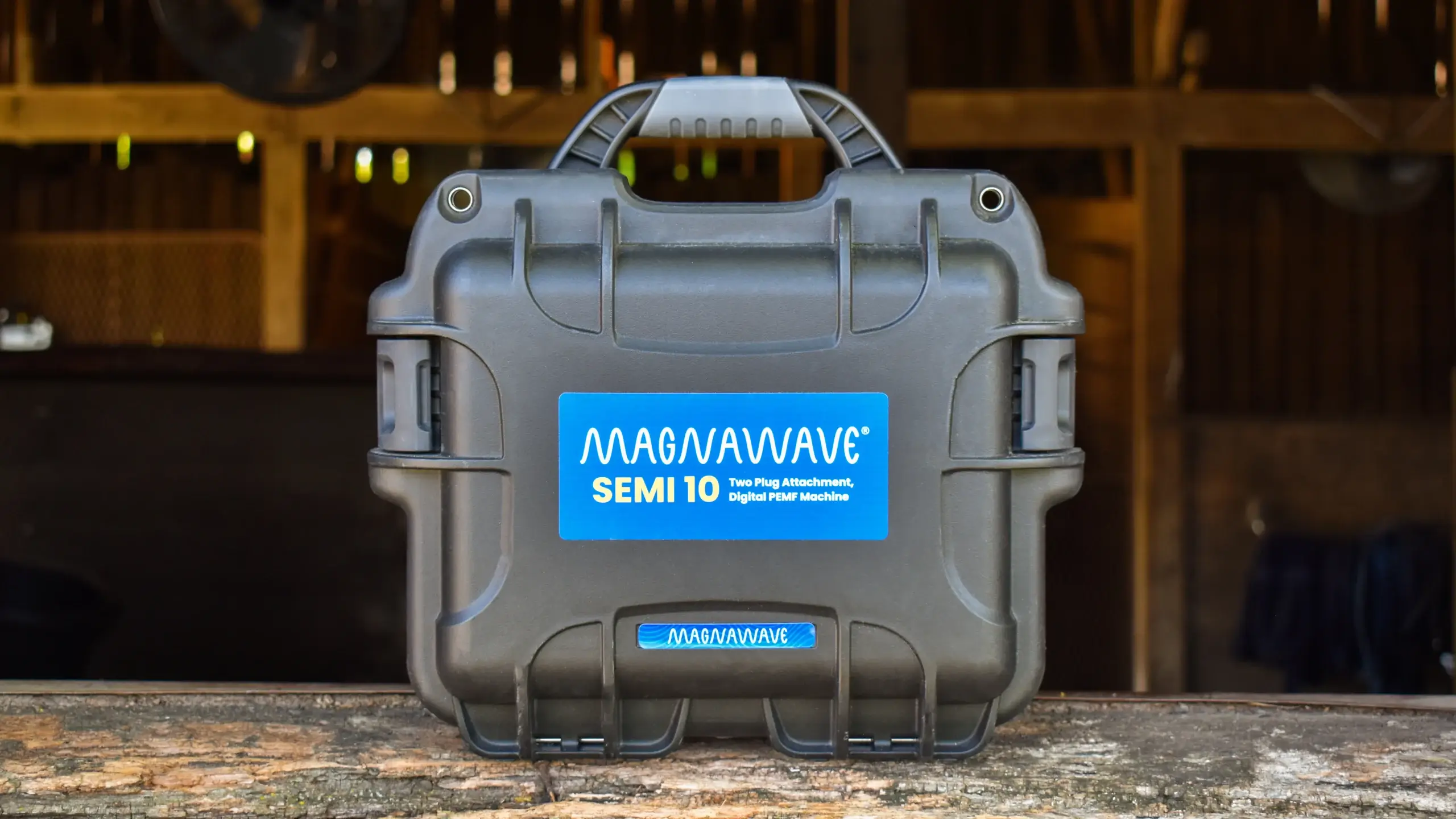 MagnaWavePEMF machine Semi 10 posed in a stable