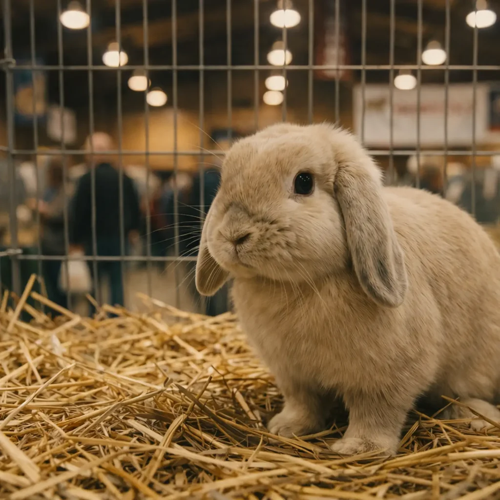 Show rabbit groomed for competition