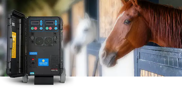 Julian Duo PEMF machine in a racing barn